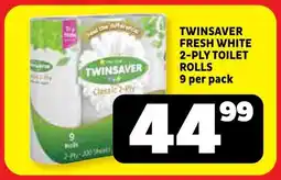 Usave Twinsaver fresh white 2-ply toilet rolls offer