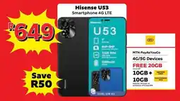 Usave Hisense U53 Smartphone 4G LTE offer