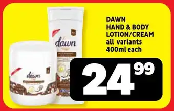 Usave Dawn hand & body lotion/ cream offer