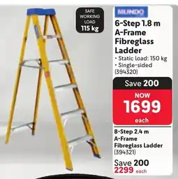 Makro MUNDO 6-Step A-Frame Fibreglass Ladder offer