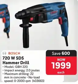Makro BOSCH 720 W SDS Hammer Drill offer