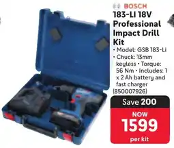 Makro BOSCH 183-LI 18V Profession Impact Drill Kit al offer