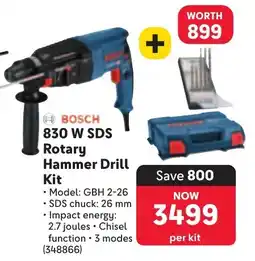 Makro BOSCH 830 W SDS Rotary Hammer Drill Kit offer