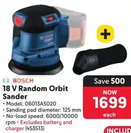 Makro BOSCH 18 V Random Orbit Sander offer