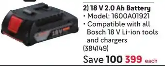 Makro BOSCH 18 V 2.0 Ah Battery offer