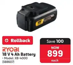 Makro RYOBI 18 V 4 Ah Battery offer
