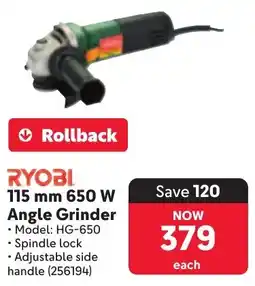 Makro RYOBI 115 mm 650 W Angle Grinder offer