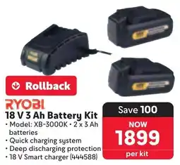 Makro RYOBI 18 V 3 Ah Battery Kit offer