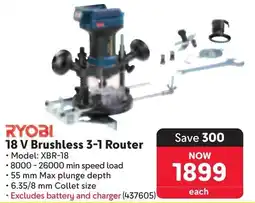 Makro RYOBI 18 V Brushless 3-1 Router offer