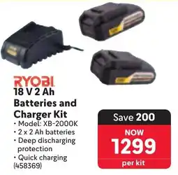 Makro RYOBI 18 V 2 Ah Batteries and Charger Kit offer