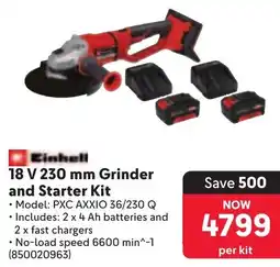 Makro Einhell 18 V 230 mm Grinder and Starter Kit offer