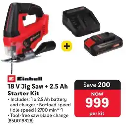 Makro Einhell 18 V Jig Saw + 2.5 Ah Starter Kit offer