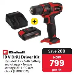 Makro Einhell 18 V Drill Driver Kit offer