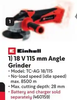 Makro Einhell 18 V 115 mm Angle Grinder offer