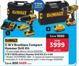 Makro DEWALT 18 V Brushless Compact Hammer Drill Kit offer