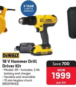 Makro DEWALT 18 V Hammer Drill Driver Kit offer