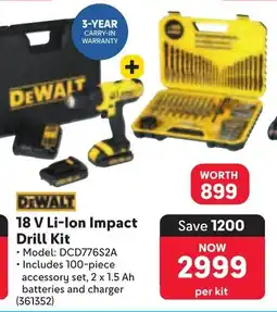 Makro DEWALT 18 V Li-Ion Impact Drill Kit offer