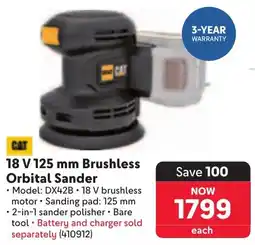 Makro CAT 18 V 125 mm Brushless Orbital Sander offer