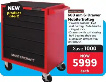 Makro MASTERCRAFT 6-Drawer Mobile Trolley offer