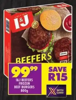 Shoprite I&J beefers frozen beef burgers offer
