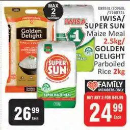 KitKat Cash and Carry IWISA/SUPER SUN Maize Meal 2.5kg/GOLDEN DELIGHT Parboiled Rice 2kg offer