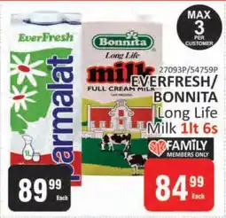 KitKat Cash and Carry EVERFRESH/BONNITA Long Life Milk 1lt 6s offer
