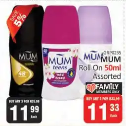 KitKat Cash and Carry MUM Roll On 50ml Assorted offer