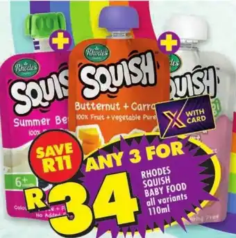 Shoprite Rhodes squish baby food offer