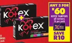 Shoprite Kotex tampons offer