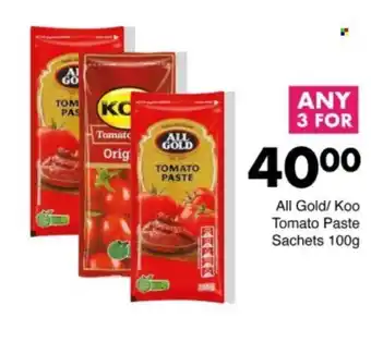 Save Hyper All Gold/ Koo Tomato Paste Sachets offer