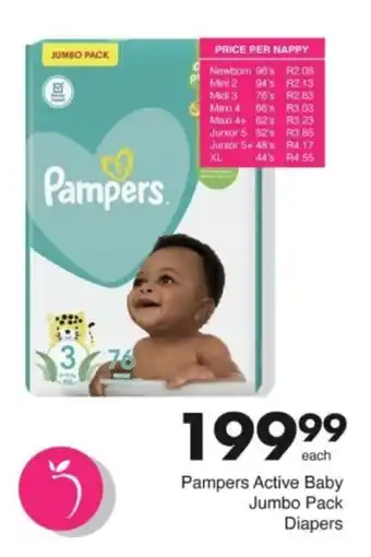 Save Hyper Pampers Active Baby Jumbo Pack Diapers offer