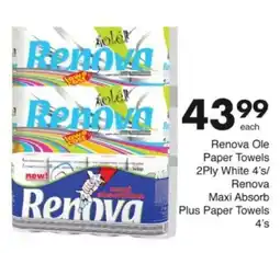 Save Hyper Renova Ole Paper Towels 2Ply White/ Renova Maxi Absorb Plus Paper Towels offer