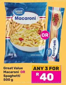 Game Great Value Macaroni OR Spaghetti offer