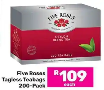 Game Five Roses Tagless Teabags offer