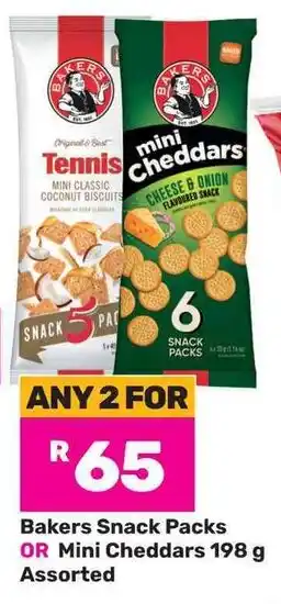 Game Bakers Snack Packs OR Mini Cheddars Assorted offer