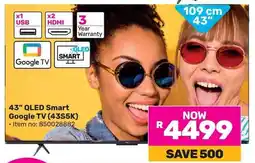 Game TCL 43" QLED Smart Google TV offer