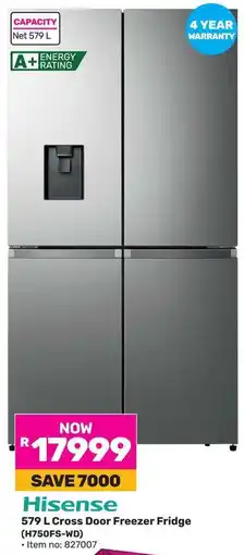 Game Hisense Cross Door Freezer Fridge (H750FS-WD) offer