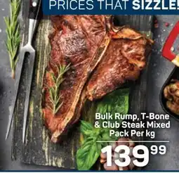 Pick n Pay Bulk Rump, T-Bone & Club Steak Mixed Pack Per kg offer