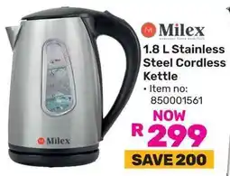 Game Milex Stainless Steel Cordless Kettle offer