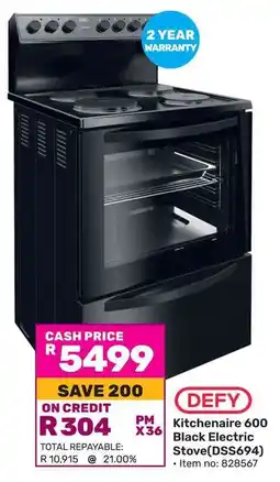 Game DEFY Kitchenaire 600 Black Electric Stove offer