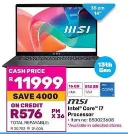 Game MSI Intel Core i7 Processor offer