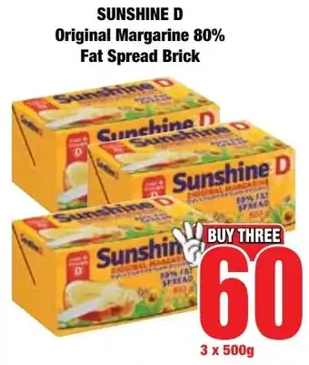 Boxer Superstores SUNSHINE D Original Margarine 80% Fat Spread Brick offer