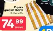 PEP 2 Pack Graphic Shorts (0-24 Months)-Per Pack offer