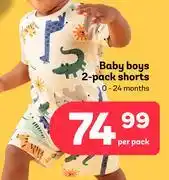 PEP Baby Boys 2 Pack Shorts (0-24 Months)-Per Pack offer
