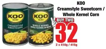 Boxer Superstores KOO Creamstyle Sweetcorn/ Whole Kernel Corn offer