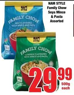 Boxer Superstores NAM STYLE Family Chow Soya Mince & Pasta Assorted offer