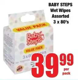 Boxer Superstores BABY STEPS Wet Wipes Assorted offer