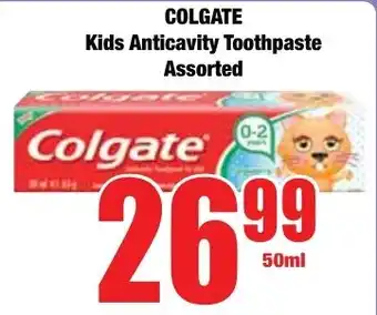 Boxer Superstores COLGATE Kids Anticavity Toothpaste Assorted offer