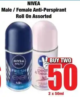 Boxer Superstores NIVEA Male/ Female Anti-Perspirant Roll On Assorted offer