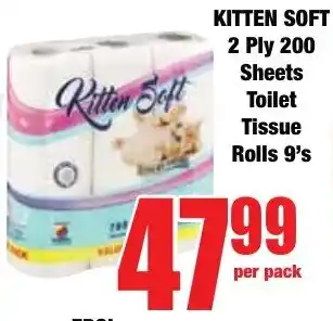 Boxer Superstores KITTEN SOFT 2 Ply 200 Sheets Toilet Tissue Rolls offer